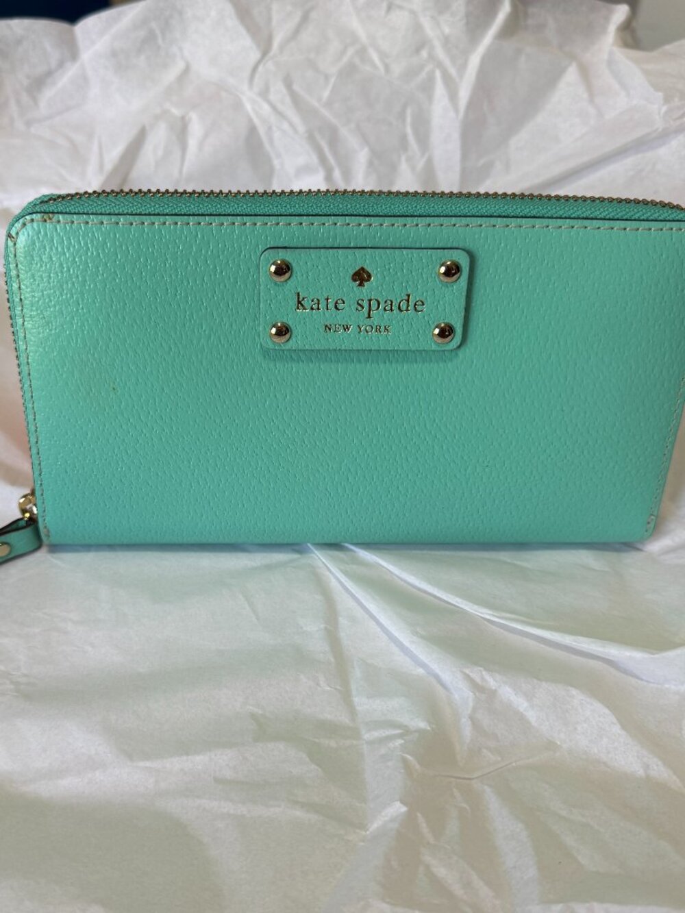 NWT Kate Spade Wellesley Neda Wallet Giverny Blue Leather Zip Around